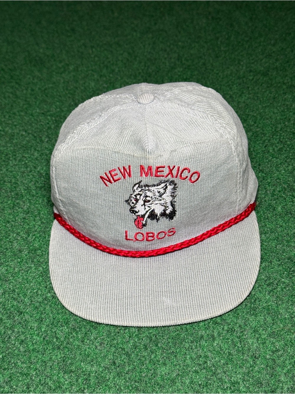New Mexico Lobos Vintage Corduroy Hat 80s 90s USA Made Cap College Retro RARE